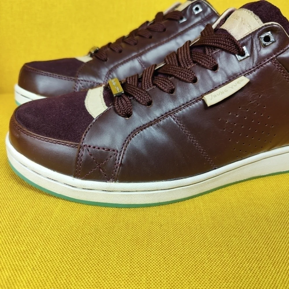 Jhung Yuro Exotic Leather Casual Grey Burgundy Sneakers Men's Shoes Size 11
